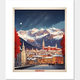 Innsbruck Austria Starry Night Vintage Travel Retro Tourism Posters and Art